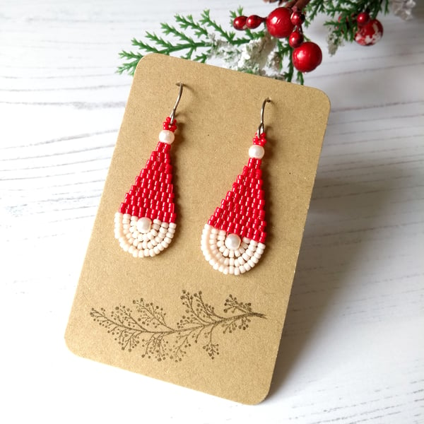 Santa Hat Christmas Earrings