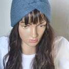 Knitted Headband Earwarmer Soft Alpaca Silk Steel Blue Letterbox Gift