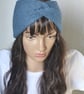 Knitted Headband Earwarmer Soft Alpaca Silk Steel Blue Letterbox Gift