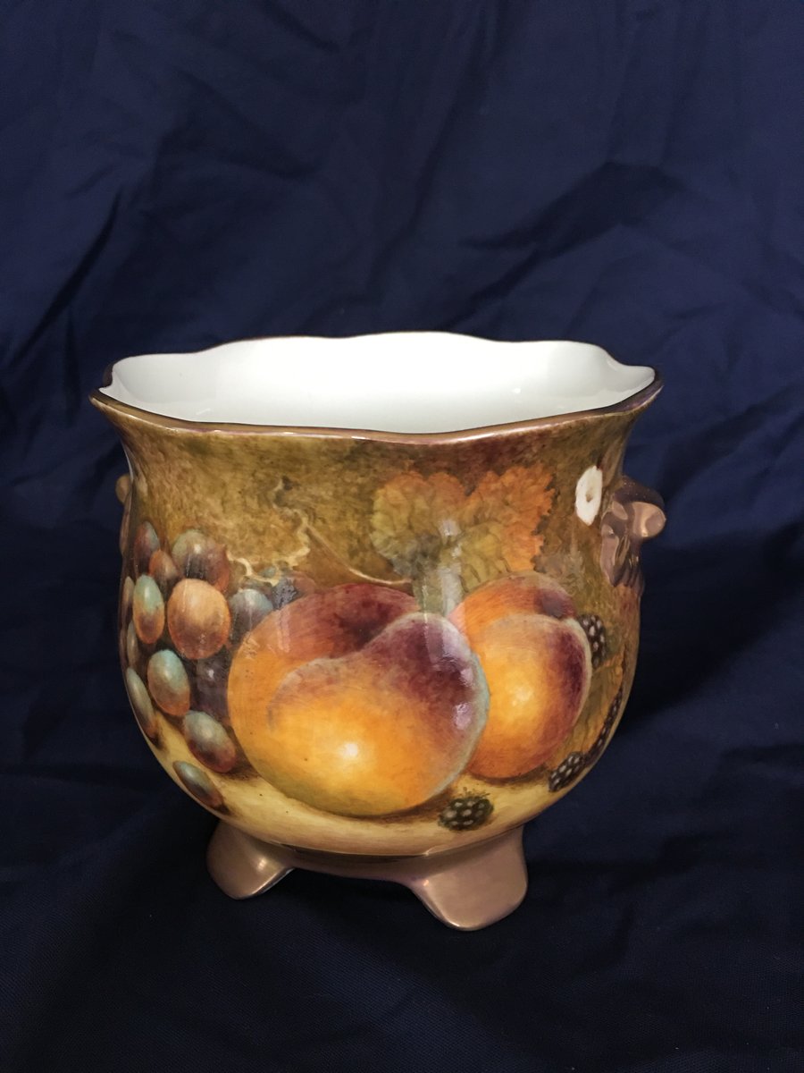 Worcester Fruit. Handpainted bone china planter. By ex Royal Worcester Artist 