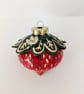 Ceramic Strawberry Christmas Decoration – Handmade Strawberry Bauble with Gold