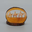 Christmas Decoration - Wood Slice Tea Light Stand '3 Wise Men on Camels'