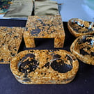 Handmade Resin Decor Set – Heart Bowls, Tea Light Holder, Tray & Stand – Gold