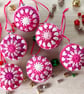Crochet Christmas Baubles Set of 6 - Shades of Pink and White - Tree Decorations