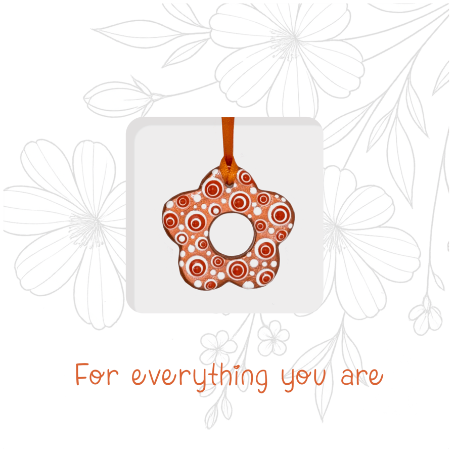 Mother's Day Orange and Floral Ceramic Card