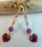 Swarovski Crystal Heart, Amethyst and Rose Quartz Earrings - Handmade In Devon. - Image 6
