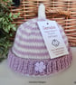 Designer Merino Wool Baby Girl's Booties & Hat Set 0-3 months size - Image 6