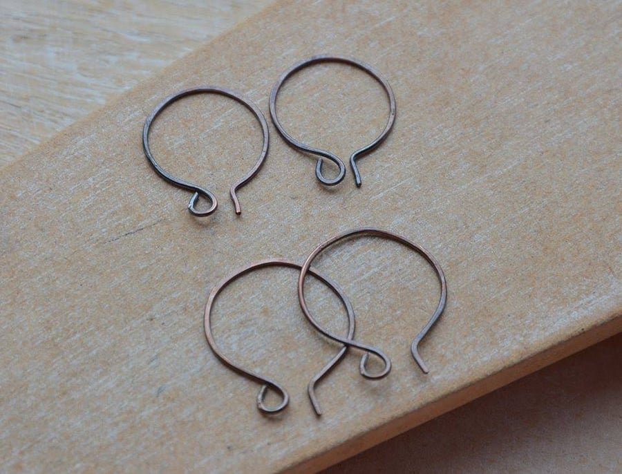 Handmade Aged Copper Earwires, Set of 3 Pairs