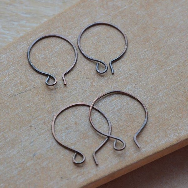 Handmade Aged Copper Earwires, Set of 3 Pairs