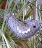 2 little birds, hanging ornaments hand stitched from wool felt, crochet detail - Image 4