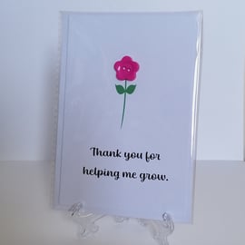 Thank you for helping me grow Flower button greetings card
