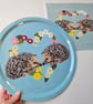 Hedgehogs in Primrose heart melamine tray, wildlife gift, serving tray - Image 3