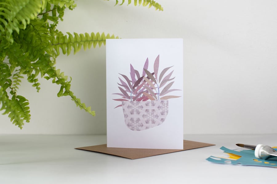 Purple Leaves - Modern Botanical Inspired Greeting Card