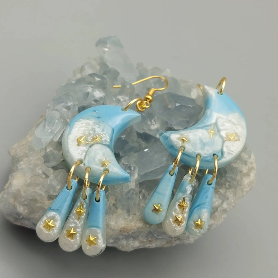 Crescent Moon Earrings, Resin Moon Earrings, Celestial Jewellery, 