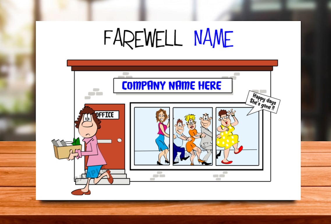 Personalised Farewell Card, Work Colleague Retirement, Office, work mate, Bestie