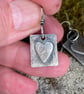 Oxidised sterling silver heart tag earrings - Image 10