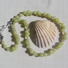 Yellow Lemon Jade Gemstone Beaded Statement Necklace "Annis"