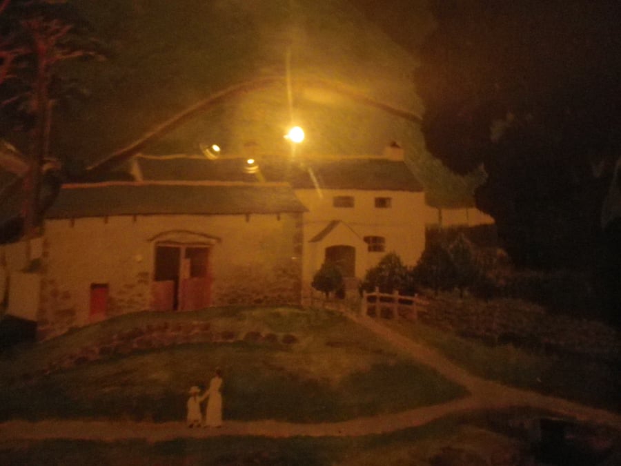  Farmhouse Moonlight ,A4unframed ,mounted, free hook & easel free shipping 3550