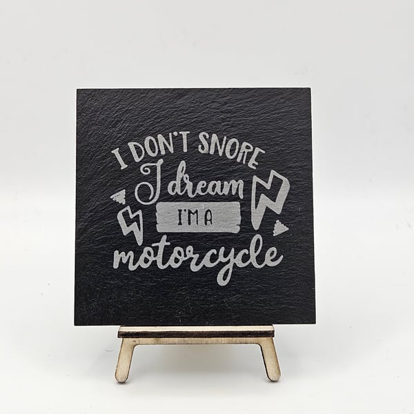 Motorbike engraved slate