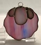 Stained glass small sheep suncatcher - stripy pink with wispy white face - Image 4
