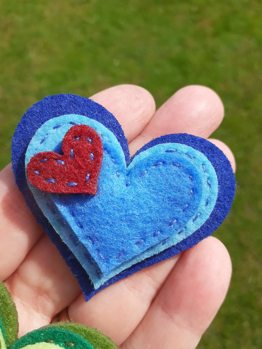 Heart shaped fridge magnet in blue colours