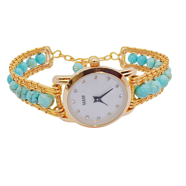 Unique gift for Women Turquoise Bracelet Watch Beaded Wrist Watch Handmade Perso