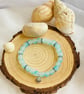 Coastal Whisper Glass Bead Bracelet Blue & Neutral - Stretch Handmade Jewellery