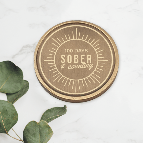 Sober & Counting - Rays Sobriety Coin: Custom Sobriety Token, Sober Milestone