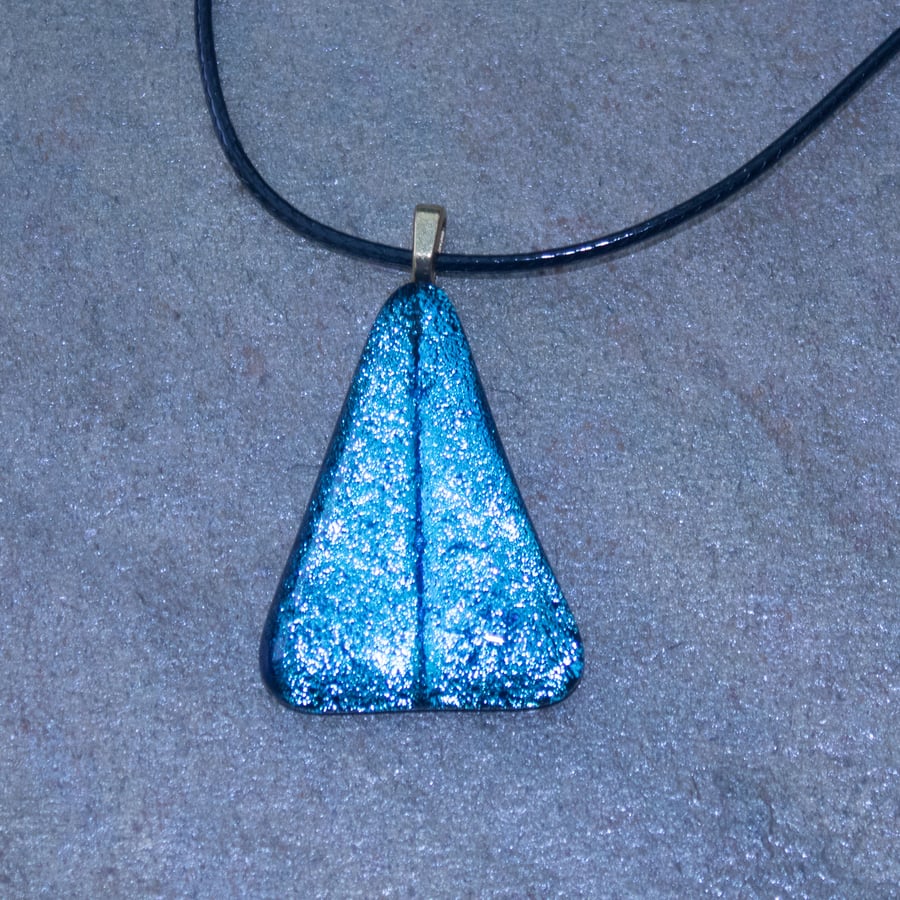 SALE - Sparkly Turquoise Dichroic Glass Pendant