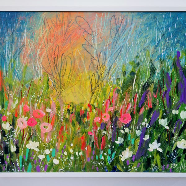 'Here comes the summer rain'  Original mixed medium painting 