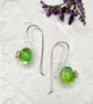 Lime Lampwork Bead Earrings