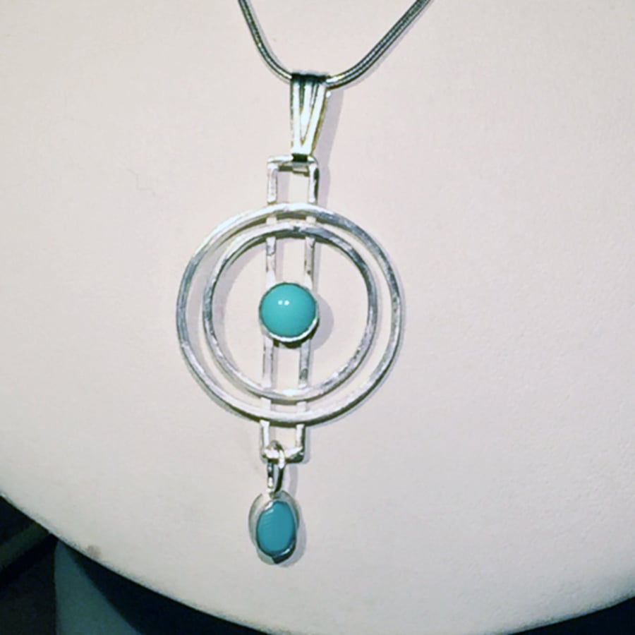 Turquoise and Silver Circles pendant