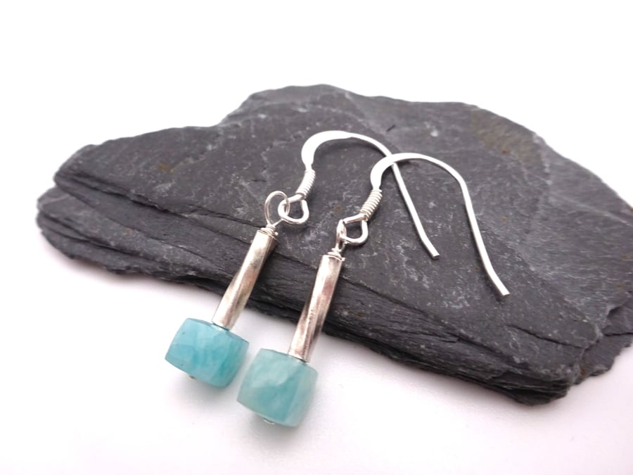 amazonite gemstone earrings, sterling silver jewellery