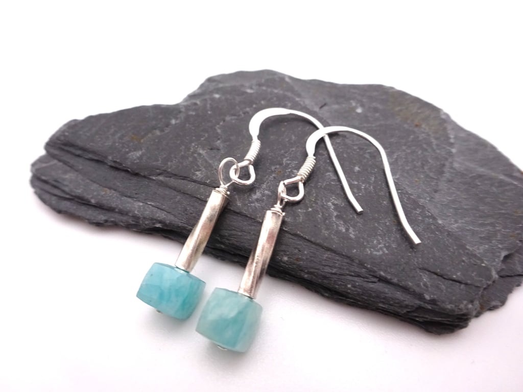amazonite gemstone earrings, sterling silver jewellery
