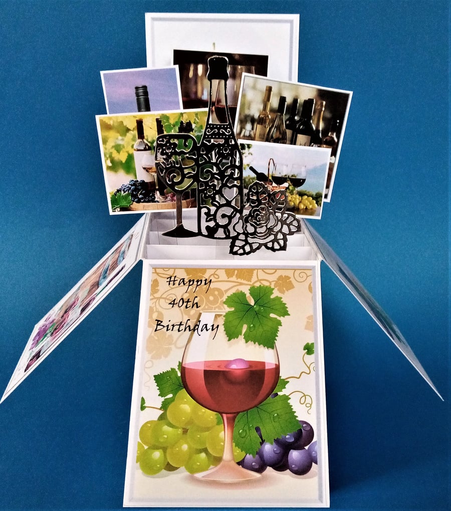 Men's 40th Birthday Card with Wine