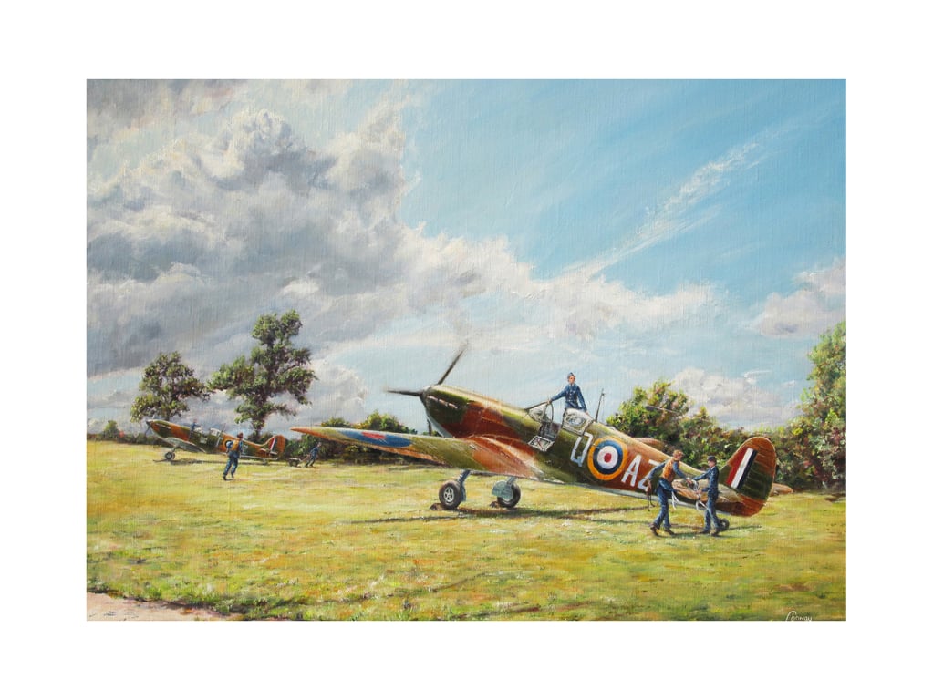 SPITFIRE Art Card- Battle of Britain Aviation Artwork- 7x5 Card Blank Inside 