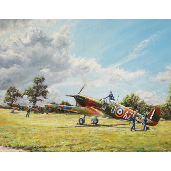Spitfire Greeting Card-Aviation Fine Art Card-Original Art Design-Father's Day