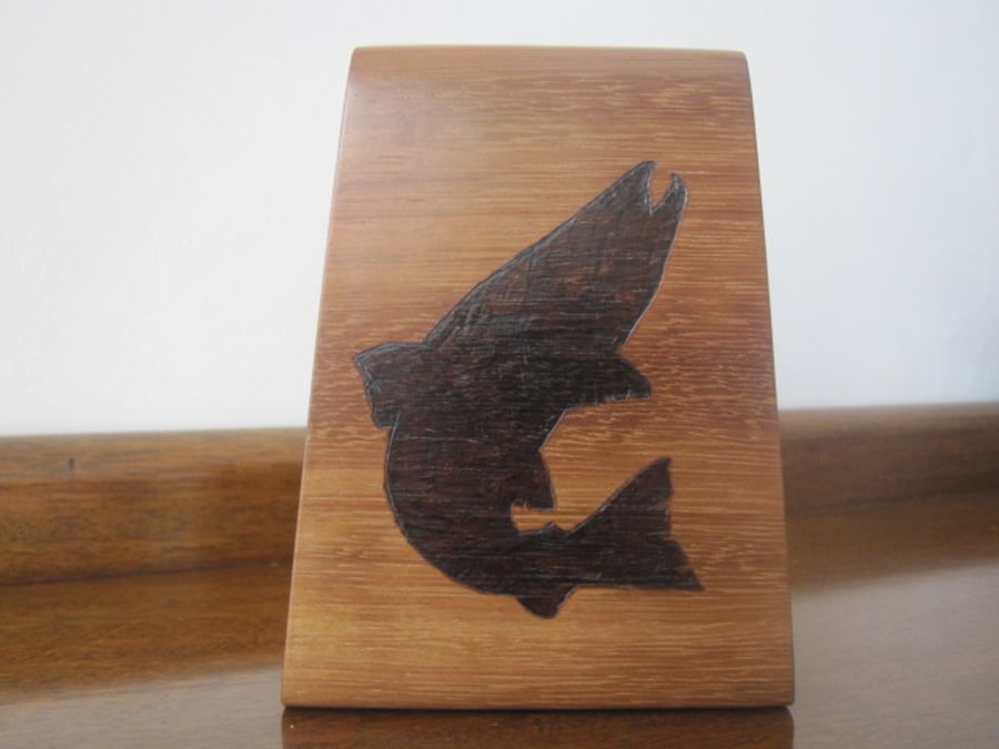 Wooden Ornament - Iroko Wood with Trout Design
