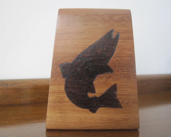 Iroko Wood with Trout Design