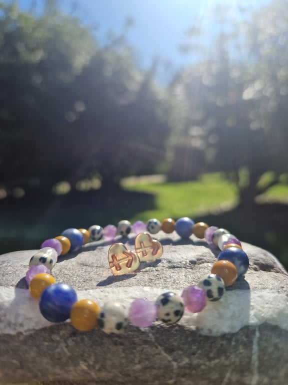 Sagittarius Zodiac bracelet and earrings gift set