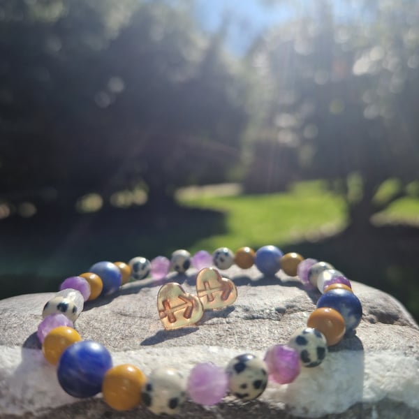 Sagittarius Zodiac bracelet and earrings gift set