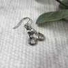 Earrings, Sterling Silver Paw Print Droppers