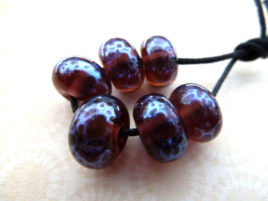 handmade lampwork purple spacer beads