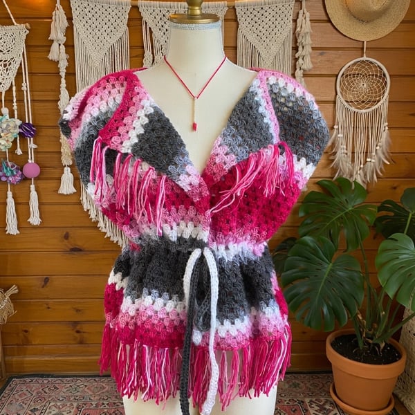 Boho Festival Fringed Waistcoat 
