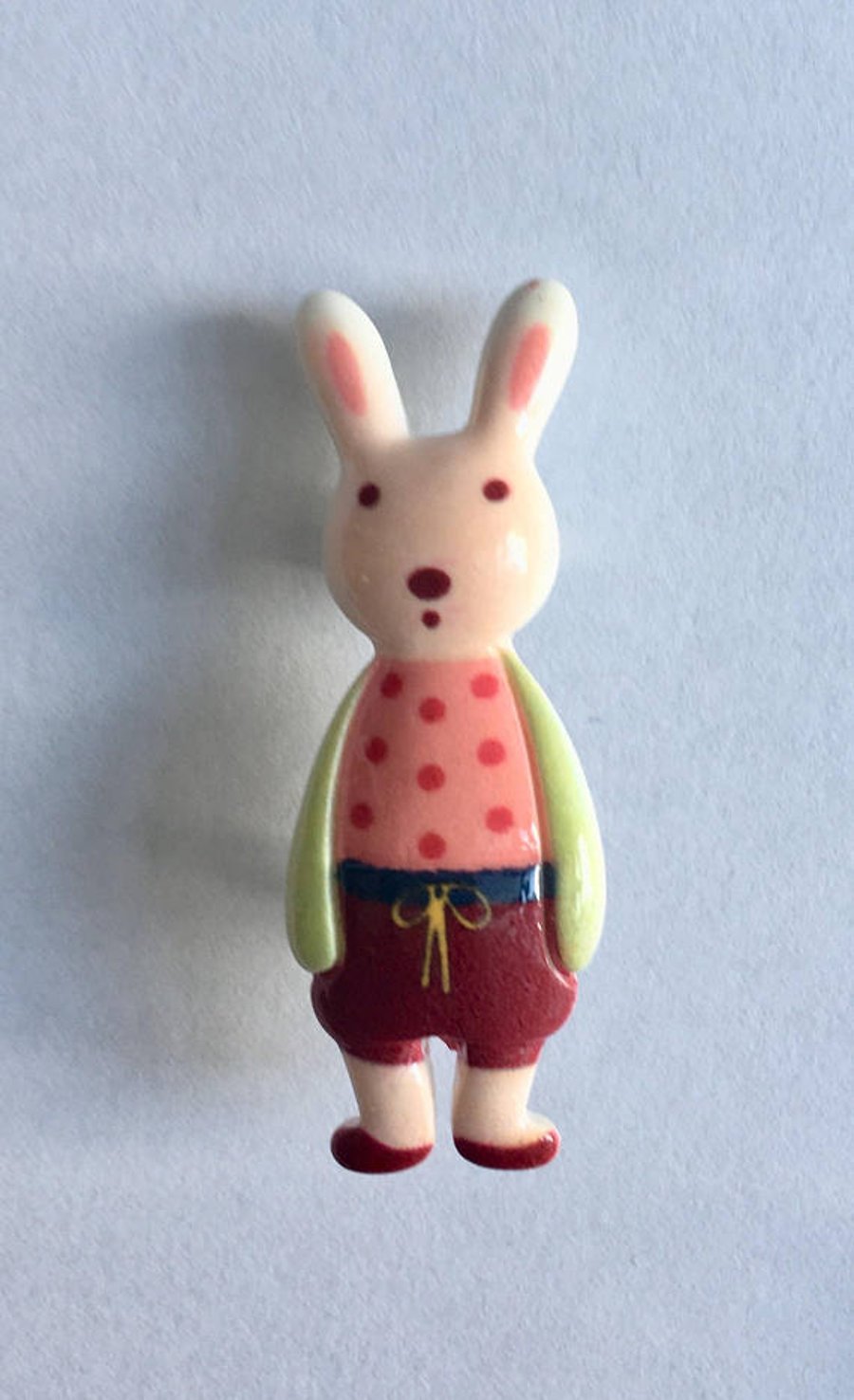 Resin Bunny Rabbit dressed brooches pastel colours 5 designs