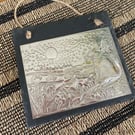 Moon-Gazing Hare in Pewter on Slate