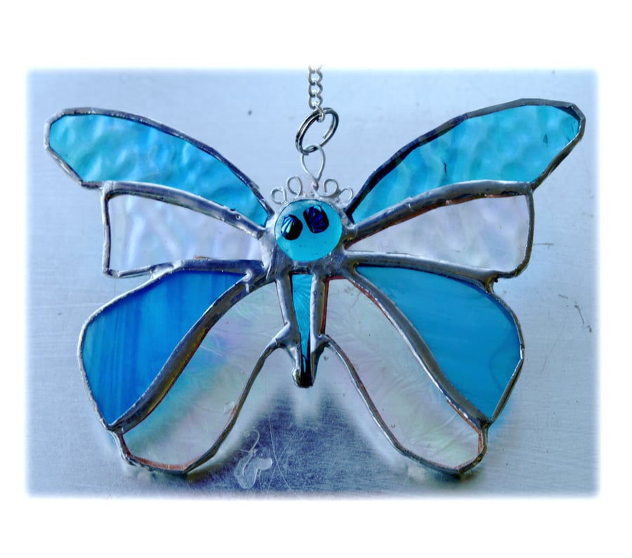 Birthstone Butterfly Suncatcher Stained Glass Turquoise December 046