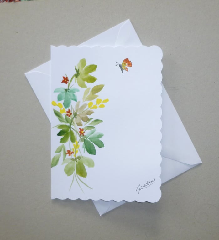 Hand painted original art blank greetings card ( ref FA 453 A3 )