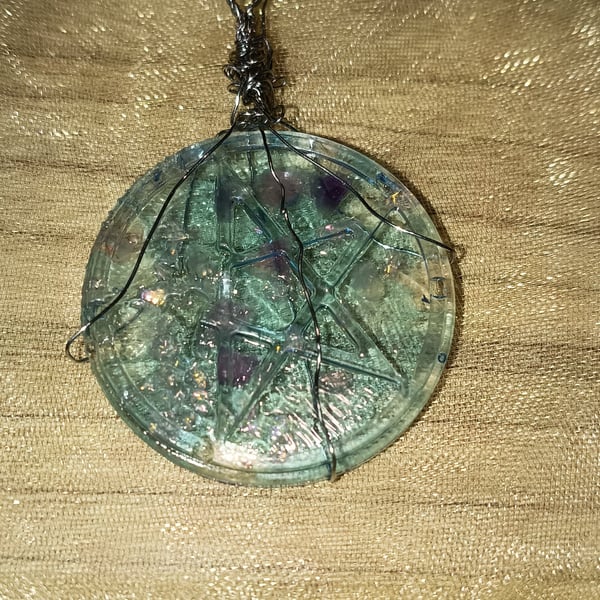 Pentagram necklace white witches pagan 