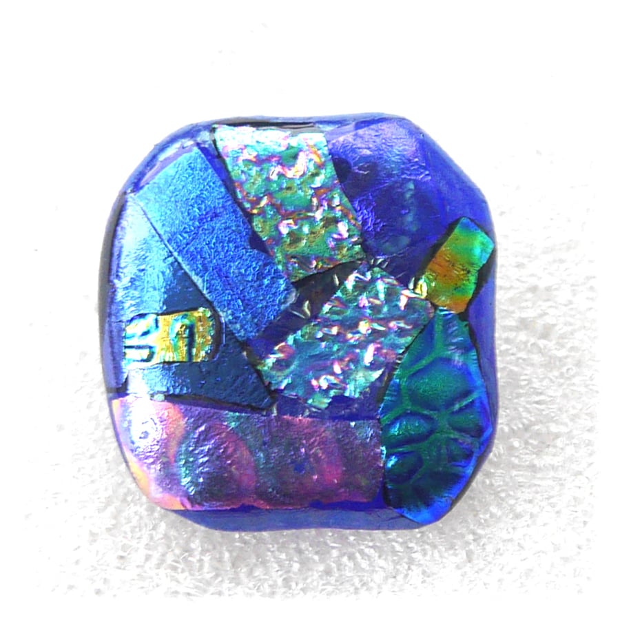 Patchwork Dichroic Fused Glass Brooch 060 Handmade 
